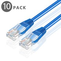 TNP Cat6 Ethernet Patch Cable (3 Feet, 10 Pack) - Professional Gold Plated Snagless RJ45 Connector Computer Networking LAN Wire Cord Plug Premium Shielded Twisted Pair (Blue)