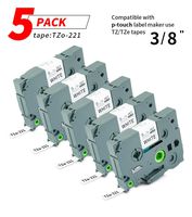 Label Orison 5PK TZ TZe TZ221 TZ221 Compatible with Brother P-Touch Labeling Tape Standard Laminated TZo221 3/8" Label Maker Tapes,Black on White 9mm 0.35 inch (3/8 inch) x 8m (26.2ft)