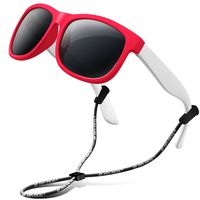 RIVBOS Rubber Kids Polarized Sunglasses With Strap Glasses Shades for Boys Girls Baby and Children Age 3-10 RBK023 （814-Red）
