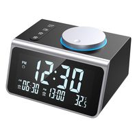 Small Alarm Clock Radio, FM Radio with Dual USB Charging Ports,Temperature Display, Radio Clock with Dual Alarms for Home, Bedroom, Kitchen