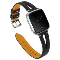 TeaBoy Genuine Leather Versa Bands Compatible with Fitbit Versa 2/Versa Lite/Versa SE Smartwatch Slim Wristbands Replacement Women Men Breathable Triangle Design Strap Versa Watch Band for Women Men