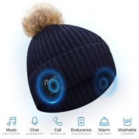 Bluetooth Beanie Hat, BCELIFE Wireless 4.0 Hands-Free Knit Music Cap with HD Stereo Speaker Headphone Headset Earphone Mic Rechargeable USB for Winter Outdoor Sports& Christmas Gifts (Dark Blue)