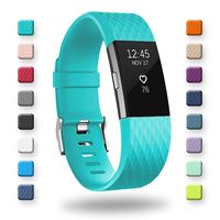 POY Replacement Bands Compatible for Fitbit Charge 2, Special Edition Adjustable Sport Wristbands, Large Cyan