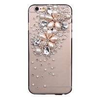 STENES iPhone X Case - 3D Handmade Luxury Series Crystal Pearl Flowers Sparkle Rhinestone Cover Bling Case for iPhone X Retro Bows Dust Plug - Crystal