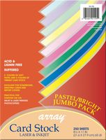 Pacon Card Stock, Pastel and Bright Jumbo Assortment, 10 Colors,  8-1/2" x 11", 250 Sheets
