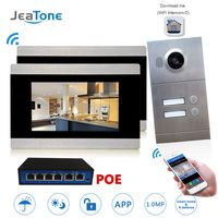 WiFi IP Smart Video Door Phone Doorbell Intercom Entry System,7 Inch Touch Screen,with 1x1200TVL HD Wired Camera Night Vision + POE Function