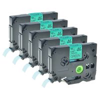 GREENCYCLE 5 Pack Compatible for Brother TZ-731 TZE-731 8m 12mm Black on Green Label Tape use in P-Touch Printers