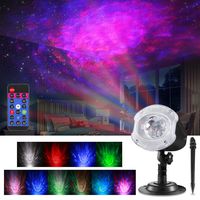 ALOVECO LED Laser Christmas Projector Lights, 2-in-1 RGBW 10 Color Changing Modes Ocean Wave Star Projector Night Light with Remote Control, Outdoor Waterproof Decorative Lighting for Home Game Party
