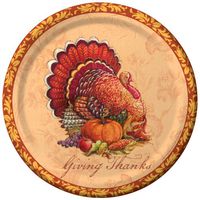 Creative Converting 416883 8 Count Paper Dessert Plates, Festive Fare, Tan/Orange