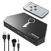 HDMI Switch 4K with Remote Aluminum HDMI Splitter HDMI Switch 3 in 1 Out, Supports 4K×2K@30Hz 3D HD1080P, HDMI Switcher
