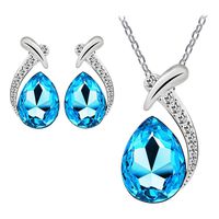 Hemlock Lady Earrings, Women Crystal Pendant Necklaces Jewelry Earrings Lovers Chain Necklaces (Light Blue)