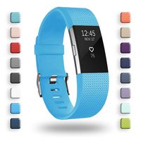 POY Replacement Bands Compatible for Fitbit Charge 2, Classic Edition Adjustable Sport Wristbands, Large Cerulean