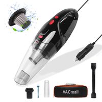 VACmall 12V 120W Wet/Dry Car Vacuum Cleaner，4500PA Much Stronger Suction, with Carrying Bag, Black