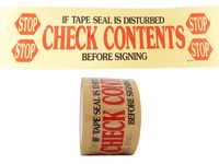 T.R.U. PP20S-T Pre-Printed Tan Carton Sealing Tape with Red and Black Lettering -"Stop/Check Contents" Acrylic Water Based Adhesive, 3 in. x 110 yds in Length, 2mil (Pack of 24)