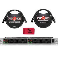 Behringer FBQ1502HD Rack Mount Equalizer with 2X Pig Hog 3ft XLR and PitbullAudio Microfiber Cloth.