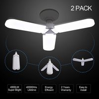 LED Garage Lights 4500LM LED Basement Lights 45W Led Shop Lights Deformable Led Garage Ceiling Lighting Daylight LED Light Bulbs Adjustable for Garage, Workshop, Workbench, Barn, Warehouse, 2 Pack