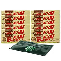 RAW Organic 1 1/4 Rolling Papers (12 Packs) with Leaf Lock Gear Smell Proof Pouch