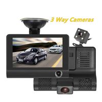 Car Dash Cam Front Inside Rear Video Recorder Camera with 4 inch Reverse Full Screen Driving Recorder DVR HD 1080P Night Vision Parking Mode Seamless Recording