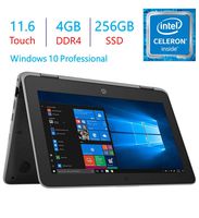 HP Business ProBook x360 11 G3 EE 11.6-inch Touchscreen 2-in-1 Laptop PC, Intel Quad Core Celeron N4100 Up to 2.4GHz, 4GB RAM SDRAM 256GB SSD, USB Type C, HDMI, Webcam, Bluetooth, Windows 10 Pro
