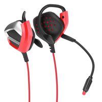 GEEKLIN GM910 ear headphones with Microphone,Bass Surround ear-hook headphones for Smartphones iPhone Android and PC（RED）