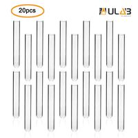 ULAB Scientific Cylindrical Glass Test Tube, vol.20ml, 20x150mm, Medium 3.3 Borosilicate Glass Material, Pack of 20, UTT1006
