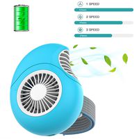 LINMETIC Mini Portable USB Personal Fan 3-Level Speed Hand Free Fan for Outdoor Event, Office,Travel (Blue Conch)