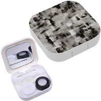 Portable Contact Lens Case Box Travel Kit Mirror + Bottle + Tweezers Container Holder [ Monochrome ]