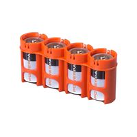 Storacell by Powerpax SlimLine C Battery Caddy, Orange, Holds 4 Batteries