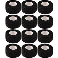 Pangda 12 Pieces Adhesive Bandage Wrap Stretch Self-Adherent Tape for Sports, Wrist, Ankle, 5 Yards Each (1 Inch, Black)