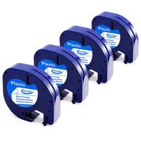 Replacement for DYMO LetraTag Refills Tape 91331 (S0721610) Black on White Plastic Label Tape Compatible with DYMO Label Maker LetraTag Plus LT-100H LT-100T QX50, 1/2 Inch x 13 Feet, 12mm x 4m, 4-Pack