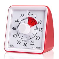 Secura 60-Minute Visual Timer, Classroom Countdown Clock, Silent Timer for Kids and Adults, Time Management Tool for Teaching (Red)