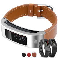 C2D JOY Garmin Vivofit Case Leather Bands (2018 Metal Steel Case with Leather Bands Only for Garmin Vivofit 1 and Vivofit 2 Brown (5.8-7.3in)