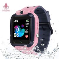Kids GPS tracker Smart Watch Waterproof Smartwatch with Two-Way Call SOS Alarm Remote Camera Touch Screen Cell Phone Watch for Children Girls Boys Birthday Gift, Compatible with iSO Android (pink)