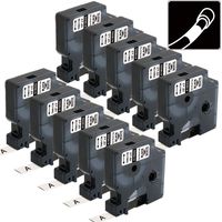 10 Pack Replace DYMO 18055 Heat Shrink Tubing Rhino Industrial Labels, 1/2'' Black on White Heat Shrink Tube Compatible with DYMO Rhino 4200, 5200, 5000, 6000 Label Maker