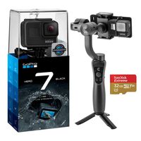 GoPro HERO7 Black - Bundle with 3-Axis Handheld Gimbal Stabilizer + 32Gb Memory Card