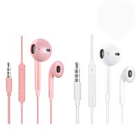 2 Pack 3.5mm Wired in-Ear Headphones/Earphones/Earbuds with Mic and Volume Control, Compatible with Android System and Phone 6s/6/5s/5/SE for Earphone Noise Isolating (White/Pink)