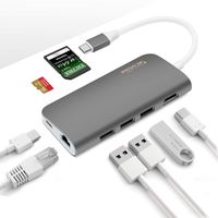 Sicotool 8 in 1 USB Type C Hub Adapter for MacBook Pro Air & USB C Device - 4K HDMI,1Gbps Ethernet,USB 3.0,Card Reader, Power Delivery for Type C Windows Device