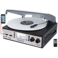 Boytone BT-19DJS-C 3-speed Turntable, 2 Built in Speakers Large Digital Display AM/FM, Cassette, USB/SD/AUX/MP3, Recorder & WMA Playback /Recorder & Headphone Jack + Remote Con (Renewed)