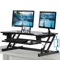 Standing Desk,Height Adjustable Sit Stand Converter 32 inch Dual Monitor Ergonomic Air Riser Laptop Stands Large Rising Desktop Computer Tabletop Workstation Foldable Extender Home Office (Black)