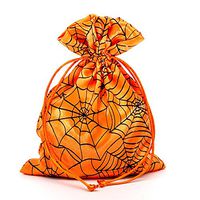 12ea - 8 X 10 Orange/Black Spider Web Satin Bags