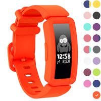GVFM Compatible with Fitbit Ace 2 Bands for Kids 6+, Soft Silicone Bracelet Accessories Sport Strap Girls Wristbands Compatible for Fitbit Ace 2 (1-OrangeRed)