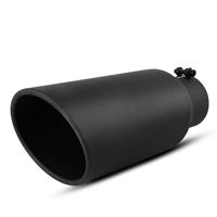 AUTOSAVER88 4 Inch Inlet Black Exhaust tip, 4 x 6 x 15 Inches Universal Stainless Steel Diesel Exhaust Tailpipe Tip for Truck Cars, Bolt/Clamp On Design