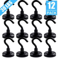 30LBS Magnetic Hooks（12 Pack） Premium Strong Magnet Hooks D20 Magnetic Hook for Cruise Cabins,Kitchen, Workplace, Office and Garage