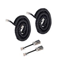 Telephone Handset Cord Detanglers,Uvital 2 Pack Landline Handset Cord Cable 10Ft Uncoiled(1.2 Ft Coiled) and 2 Pack Anti-tangle Telephone Cord Untangler 360 Degree Rotating Swivel Cord(Black)