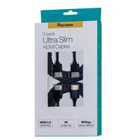 Pacroban Ultra Slim HDMI 2.0b Cable - 4K Ultra HD, HDCP 2.2, HDR10+ (1ft - 2pack)