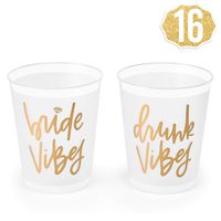 xo, Fetti Bachelorette Party Bride Vibes Cups - Gold, 16 Count, 16 Oz. | Bridal Shower, Engagement Party Decoration and Bride To Be Gift