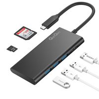 USB C Hub QacQoc 6-in-1 Type C Hub with4K USB C to HDMI, SD Card Reader, 3 USB 3.0 Ports for MacBook Pro and Type C Windows Laptops(Black)