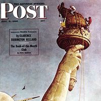 Norman Rockwell Famous Artwork Cleaning Cloth"Working on The Statue of Liberty"