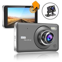 Miruier Touch Screen 4 Inch Full HD 1080P Car DVR Driving Recorder Dual Dash Cam, Night Vision, 170° Wide Angle, Loop Recording, G-Sensor, Motion Detection, Parking Monitor
