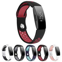 Sport Bands Compatible with Fitbit Inspire & Inspire HR, Soft Silicone Breathable Replacement Wristbands Accessories Air Holes for Women Men (Large 6.7"-8.3" Black red)